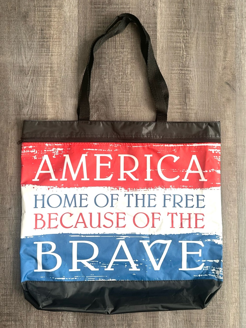 💞 Patriotic America Home of the Free Because of the Brave 2 Pocket Tote Bag